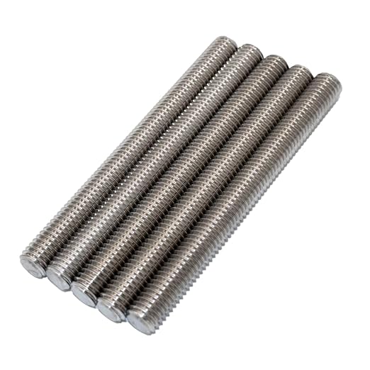 1/2"-13 Fully Threaded Rod Studs 5 Pack 5" Long Threaded Screw 304 Stainless Steel Right Hand Threads All Threaded Rod Studs for Anchor Bolts Clamps Hangers U-Bolts
