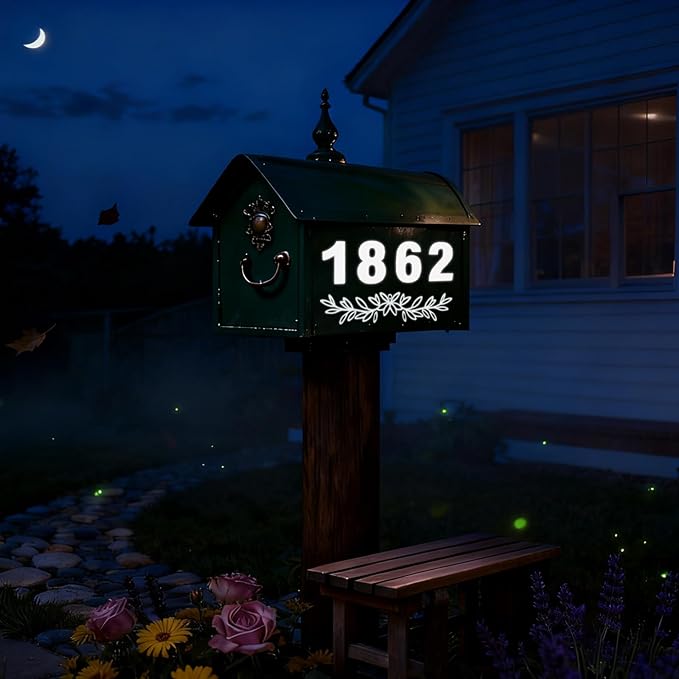 Reflective Mailbox Numbers 2 Inch (0-9) for Outside House Address Number Stickers for Mail Box White Self-Adhesive Stickers-Waterproof and UV Resistant Signs, Door, Address Farmhouse Decor(6 Sets)