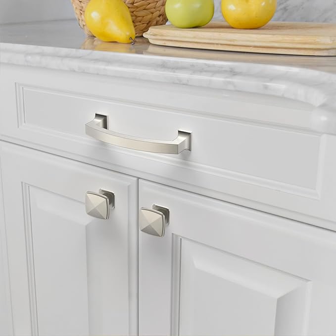 Asidrama 10 Pack 3.75 Inch(96mm) Brushed Satin Nickel Kitchen Cabinet Handles, Cabinet Pulls Kitchen Cabinet Hardware for Cupboard Drawer Pulls