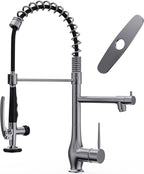 GIMILI Black Stainless Kitchen Faucet with Pull Down Sprayer, Single Handle High Pressure Kitchen Sink Faucet, Commercial Double-Headed Stainless Steel Kitchen Faucet