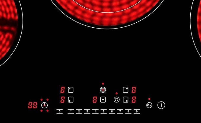 K&H 5 Burner 30 Inch Built-in Electric Stove Top Radiant Ceramic Cooktop Touch Control 240V 9000W CE30-8808NF