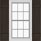 Board & Batten Vinyl Shutters (1 Pair) | 11"x43" (3-Board) - Stone Mason Brown | Exterior Window Shutters | Includes Mounting Hardware | Simple Installation | Made in USA
