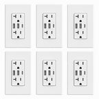 ELEGRP USB Outlets Receptacles, 3-Port Wall Outlet, 30W 6.0A Electrical Outlet, 15 Amp Tamper-Resistant Outlet with Type C Ports, UL Listed, Screwless Wall Plate Included, 6 Pack, Matte White