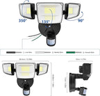 Onforu 90W 10000LM LED Motion Sensor Outdoor Lights, 4-Head Dusk to Dawn Outdoor Lighting, Hardwired Flood Lights, IP66 Waterproof 6500K Security Floodlight for Outside (Black)