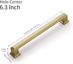 10 Pack 6.3 Inch(160mm) Hole Center Brushed Champagne Bronze Modern Cabinet Pulls Kitchen Cabinet Handles Kitchen Cabinet Hardware Timeless Drawer Pulls for Dresser Wardrobe, Champagne(6.3x10)