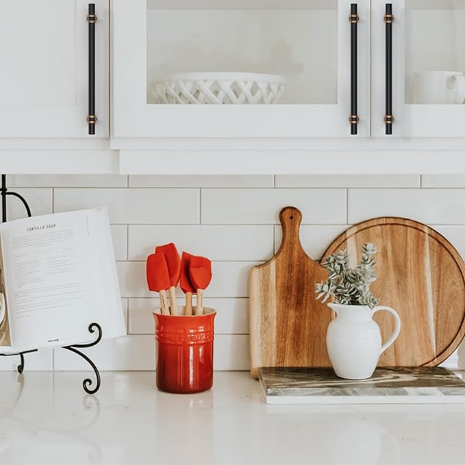 Asidrama 10 Pack 6.3 Inch(160mm) Champagne Bronze and Matte Black Kitchen Cabinet Handles, Cabinet Pulls Kitchen Cabinet Hardware Cupboard Handles Drawer Pulls