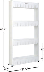 Laundry Room Organizer, Mobile Shelving Unit Organizer with 4 Large Storage Baskets, Gap Storage Slim Slide Out Pantry Storage Rack for Narrow Spaces, 4 Tier …