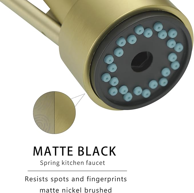 AIMADI Gold Kitchen Faucet with Soap Dispenser,Commercial Single Handle Pull Down Kitchen Faucets with Sprayer,Brushed Gold