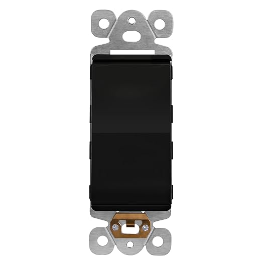 LIDER Black Minimalist Decorator Switch, Frameless Light Switch, On/Off Rocker Switch, Single Pole, Residential Grade, 3 Wire,15A 120-277VAC