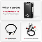 GASLAND 2.64GPM Propane Tankless Water Heater Outdoor 10L - Portable Camping Hot Water Heater, Overheating Protection, Easy to Install - Use for RV, Cabin, Barn, Camping, Boat (Black)