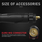 YESWELDER 15ft 250A MIG Welding Gun Euro connection Replacement for Longevity Esab Tweco #2
