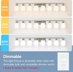 8-Light Bathroom Vanity Light,Brushed Nickel Vanity Lights with Square Frosted Glass,Modern Wall Lights Fixtures Over Mirror,Wall Sconces Lighting for Bedroom Living Room,E26