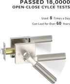 Asidrama 4 Pack Brushed Nickel Privacy Door Handles, Door Lever with Door Knobs Indoor for Bedroom or Bathroom, Heavy Duty Door Handles Interior with Locks for Left Right Sided Doors