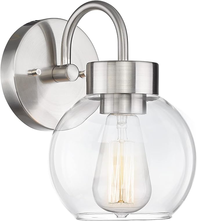 EAPUDUN Bathroom Light Fixtures Over Mirror, 1-Light Brushed Nickel Wall Sconces, Modern Vanity Light Porch Lamp, Hallway,Bedroom, Living Room Lighting Fixtures