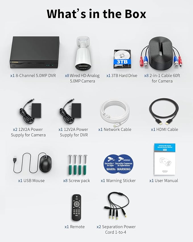 《5MP Super HD & 80ft IR Night Vision》Wired Security Camera System Outdoor, 5MP CCTV Cameras Systems with AI Human Detection, Home Video Surveillance DVR Kits