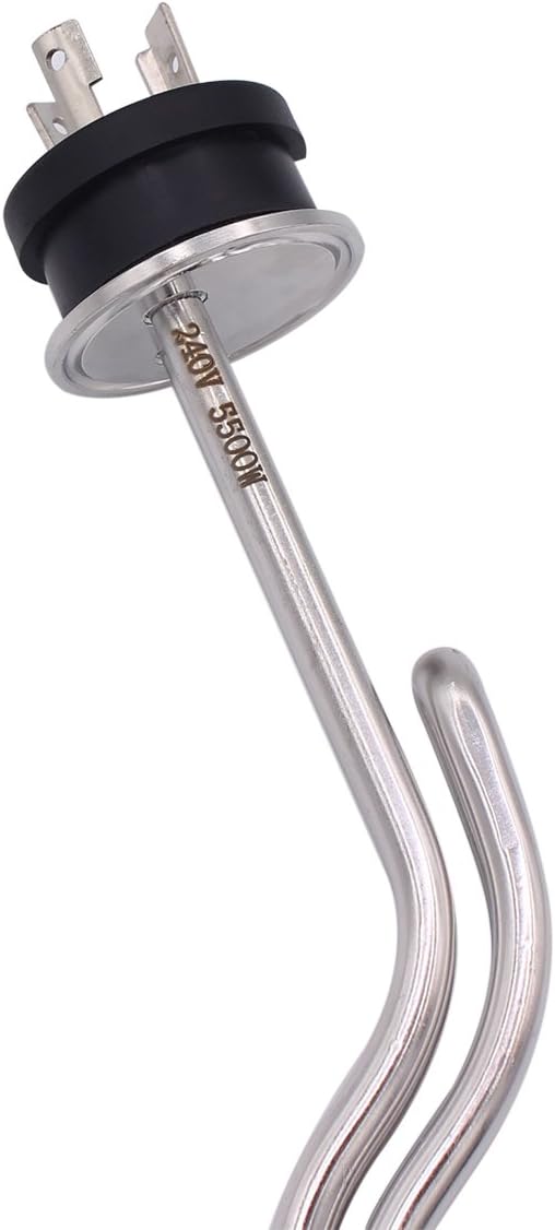 DERNORD 240V 5500W Tri-clamp Ripple Heating Element Stainless Steel Immersion Water Heater with 3-Wire Electrical Locking Plug (1.5 Inch Tri clamp)