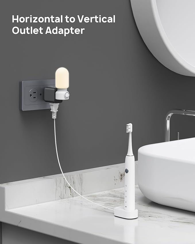 TROND Multi Plug Outlet Extender 2 Pack - Horizontal Electrical Wall Outlet Splitter, 3 Way Plug Extension Outlet Adapter, Multiple Plug Extender for Home Office Cruise Ship Essentials, Black