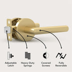 Mega Handles Ronn Passage Lever Door Handle Set for Hallway, Closet and Bathroom, Heavy Duty Door Levers, Fits All Standard Door Sizes, Screws Included - Satin Brass (1 Pack)