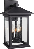 Outdoor Wall Light Fixtures, 16 Inch Waterproof Square Lanterns, 2-Light Exterior Porch Sconces Lighting with Seeded Glass Shade, Modern Black Lamps for Patio Front Door Entryway