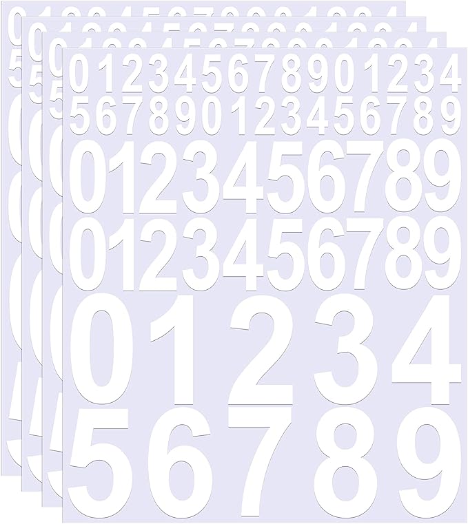 Leinuosen 260 Pcs Back to School Gifts Mailbox Numbers Stickers Adhesive Numbers for Outside Reflective Vinyl Waterproof Address Sticker for Mailbox Signs, Classroom, 1&2&3 Inch(White Word)