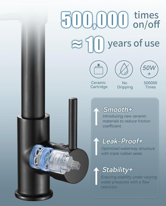 Black Kitchen Faucet, Kitchen Faucet with Soap Dispenser, Faucet for Kitchen Sink, Single Handle Stainless Steel Kitchen Sink Faucets with Pull Down Sprayer, Camper Farmhouse RV Sink Faucet