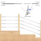 CKE 10 Pairs Cable Railing Kit 1/8" Swage Toggle Turnbuckle Hardware T316 Stainless Steel Cable Railing Hardware for Wood Post, Angle 180° Adjustable Stairs Deck Cable Railing Kit 20 Cable Lines, CR25