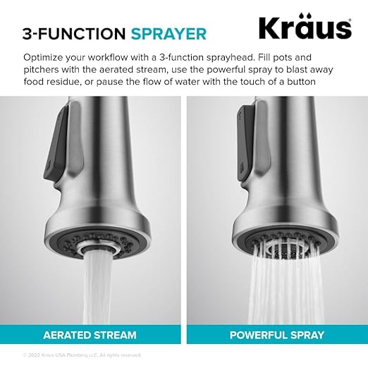 KRAUS Britt Commercial Style Pull-Down Single Handle Kitchen Faucet in Matte Black/Spot-Free Black Stainless Steel, KPF-1691MBSFSB