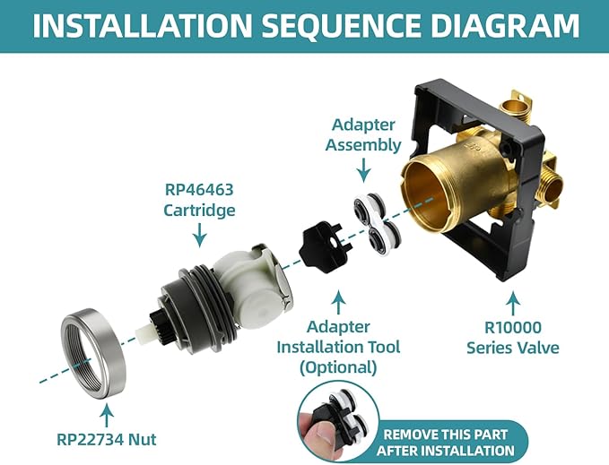 RP46463 Cartridge Compatible for Delta Monitor 17 Series (2006-Present) Dual Function Bath Tub and Shower Faucet Plumbing Parts Shower Faucet Cartridge with Seat and Spring Adapter,RP22734 Bonnet Nut