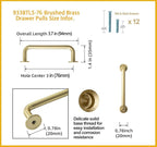 Goo-Ki 6 Pack Brushed Brass Cabinet Handle Drawer Pulls, 3 Inch(76mm) c-c Solid Zinc Alloy Modern Bar Pull Kitchen Hardware for Closet Dresser Wardrobe Cupboard Furniture