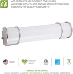 ASD LED 24" Vanity Flush Mount Light Fixture, Linear Bathroom Lighting Bar | 3CCT, Dimmable, Energy Star, ETL Listed | 25W 1950LM 3000-5000K 120V | Long Tube Bath Wall Sconce Over Mirror | Nickel