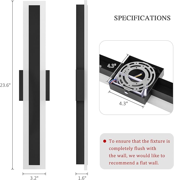 LamQee 23.6 Inch Long Outdoor Wall Lights Modern Exterior Lighting Fixtures for House, Waterproof 3000K 19W 950LM LED Linear Outdoor Wall Sconces Lighting for Porch Patio Garage Door Yard Indoor