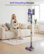 Cordless Vacuum Cleaner, 600W 50KPA 70Min Powerful Vacuum Cleaners for Home, Self-Standing Stick Vacuum with Charging Dock Station Removable Battery/OLED Screen for Home Pet Hair/Carpet/Hardwood Floor