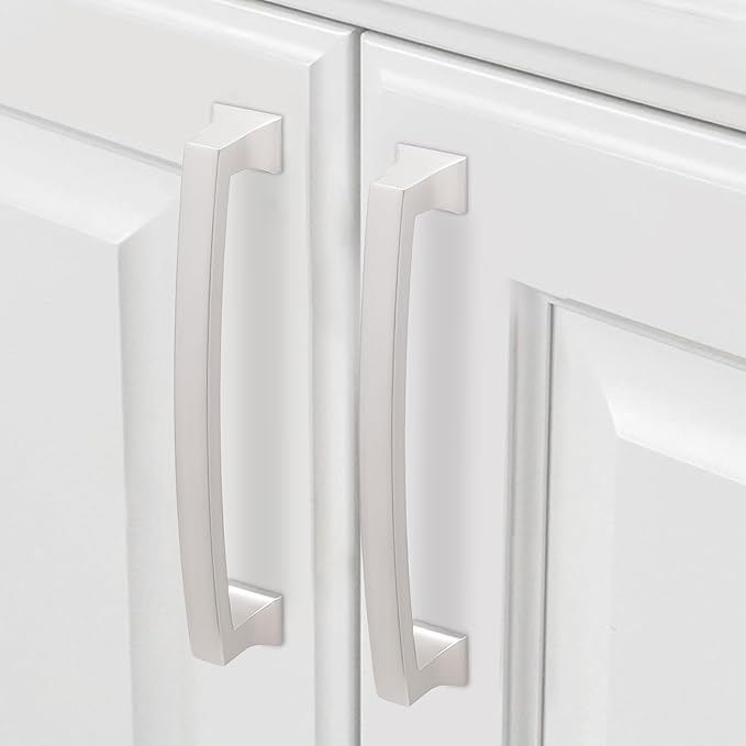 COTYKILEY 10 Pack 5 Inch(128mm) Brushed Satin Nickel Cabinet Handles Kitchen Cabinet Pulls Cabinet Door Handles Kitchen Cabinet Hardware