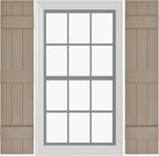 Board & Batten Vinyl Shutters (1 Pair) | 11"x59" (3-Board) - Coastal Sand Dune | Exterior Window Shutters | Includes Mounting Hardware | Simple Installation | Made in USA