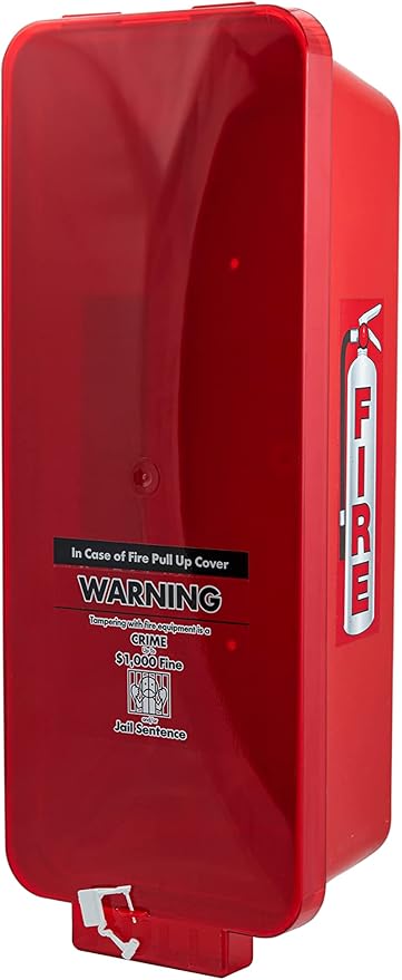 PRO&Family Fire Extinguisher Cabinet Fire Extinguisher Box Outdoor Fire Cabinet Mounted Fire Extinguisher Cabinet Fire Extinguisher Cover (5, Red with Clear Pull-Cover, 10 lb)
