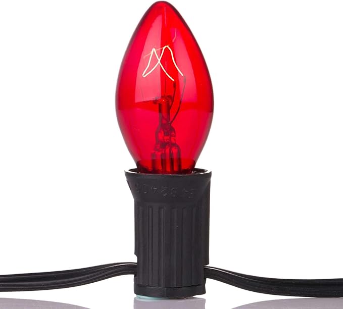 Brightown 50-Pack C7 Christmas Replacement Bulbs, C7 Clear Incandescent Bulbs for Christmas Light Strings, E12 Candelabra Base, 5 Watt, Multi-Color