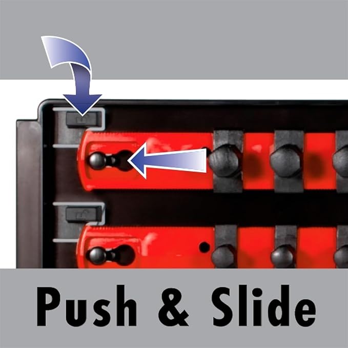 Ernst Manufacturing - 8492 Socket Boss 2-Rail 1/4-Inch-Drive Socket Organizer, 13-Inch, Red - Made in the USA