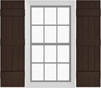 Board & Batten Vinyl Shutters (1 Pair) | 14.5"x63" (4-Board) - Coffee Bean | Exterior Window Shutters | Includes Mounting Hardware | Simple Installation | Made in USA