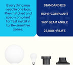 KastLite 590nm Amber LED Pier Mount Globe Light - Sea Turtle Friendly Outdoor Fixture - 7.5W Wildlife Safe Lighting for Coastal Porch Garden & Dock Use - Made in USA - Clear Acrylic Lens, Black Base