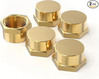 GASHER 3/4"NPT Brass Pipe Cap, NPT Female Thread Socket Pipe End Cap Plugs Fitting 2PCS
