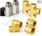 GASHER 8PCS 3/8 Inch NPT Brass Pipe Fitting, Ball Valve, Barstock Tee Brass Pipe Fitting, Hex Nipple, Hex Coupling and Air Hose Fitings