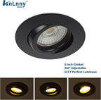 Black 3 Inch Recessed Lighting 6 Pack, Ajustable Eyeball recessed Light with Junction Box,5 Color Selectable,Airtight,7W 550LM,Dimmable,Black