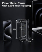 Tower Surge Protector Power Strip Flat Plug with 12 AC Outlets 3 USB Ports(2 Type C), 6.5 FT Ultra Flat Extension Cord with Multiple Outlets, Outlet Extender with Screw Wall Mount for Home Office Dorm