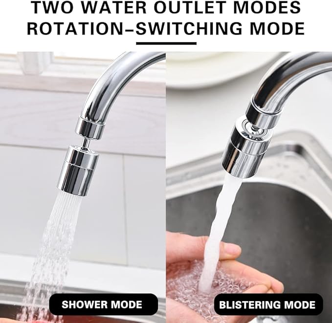2 Pack Sink Faucet Aerator 360 Degree Swivel Kitchen Faucet Sprayer Attachment,Dual Water Flow Modes, 55/64 Inch-27UNS Female Thread,15/16 Inch-27UNS Male Thread Adapters