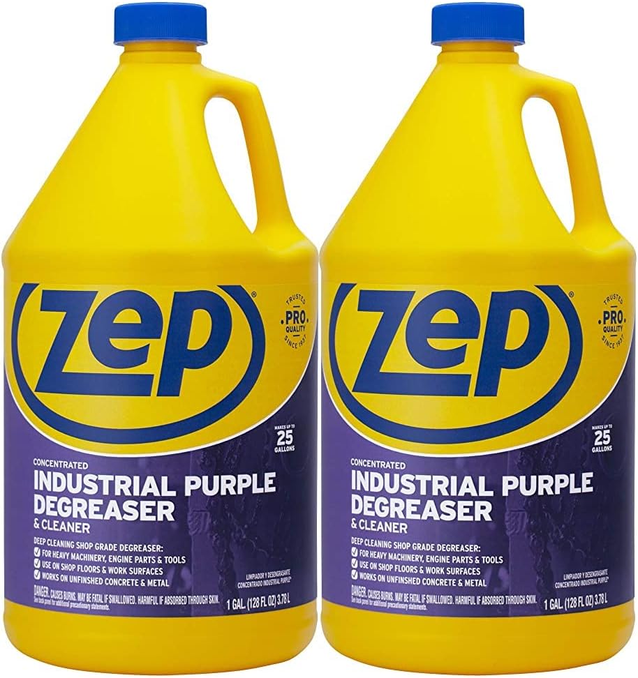 Zep Industrial Purple Cleaner and Degreaser Concentrate - 1 Gallon (Case of 2) R45802 - Powerful Deep Oil and Grease Cleaning Formula for Machinery, Engine Parts, Shop Floors, Garages, Works on