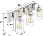 Emliviar 3-Light Vanity Light Fixture - Modern Bathroom Light Fixtures Over Mirror, Brushed Nickel Finish with Clear Glass, YCE237B-3W BN