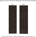 Board & Batten Vinyl Shutters (1 Pair) | 14.5"x81" (4-Board) - Stone Mason Brown | Exterior Window Shutters | Includes Mounting Hardware | Simple Installation | Made in USA