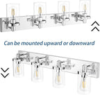 Aipsun Bathroom Vanity Light Farmhouse 4 Light Chrome Vanity Lighting Fixtures with Clear Glass Shade(Exclude Bulb)