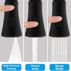 Hibbent Pull Down Kitchen Faucet Head Replacement, 3-Function NSF/ANSI/CAN 61 & CUPC Certified Sink Spray Nozzle, 15 Adapters, Compatible with Moen, Delta, Kohler Faucets, Matte Black