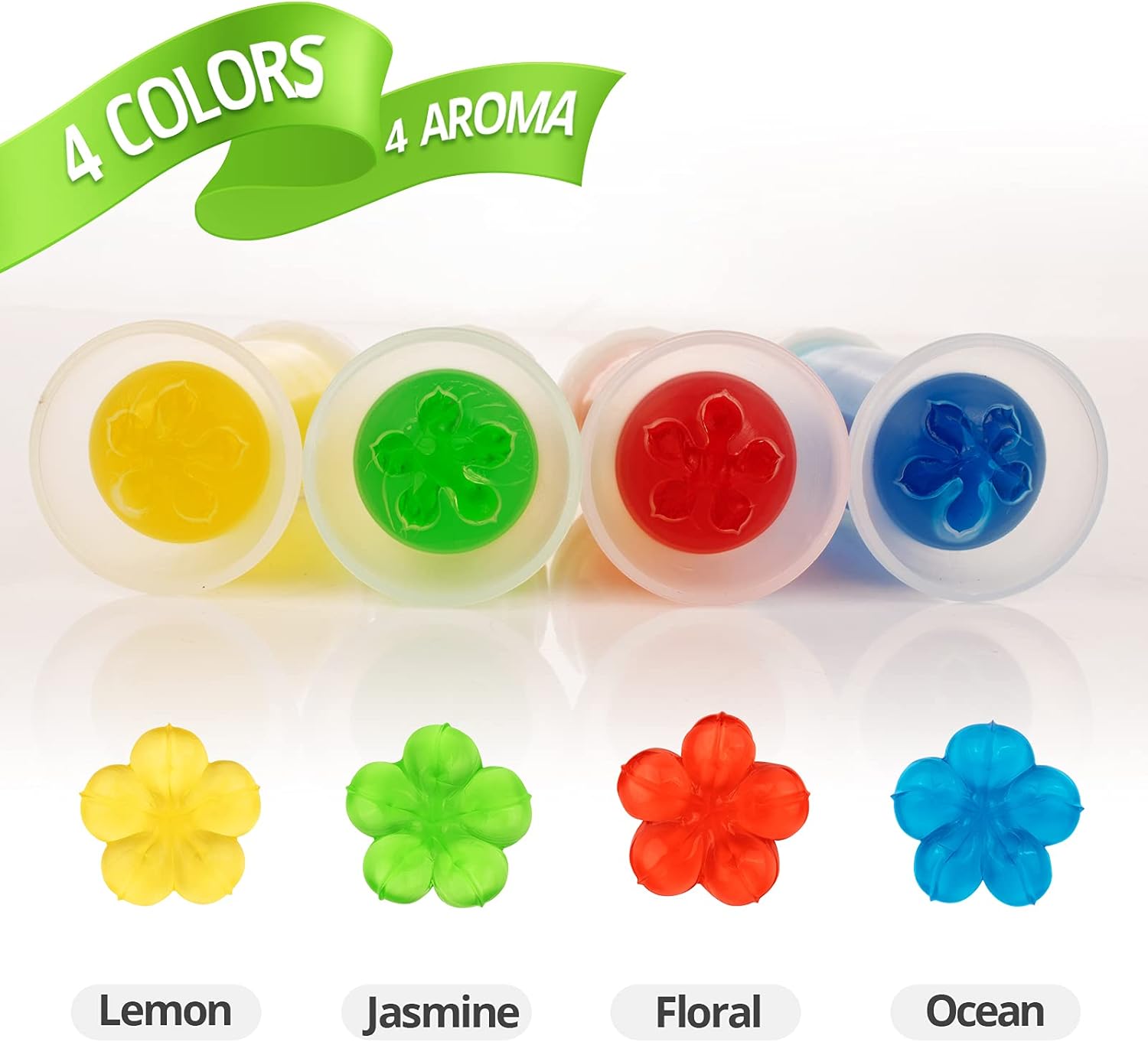 Toilet Gel Stamp, 4Pcs/36 Count Flower Fragrance Bathroom Deodorizer Bowl Cleaner Toilet Jerry